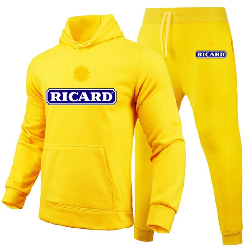 

Ricard Men's Sweatshirt +Pants 2 Piece Set Casual Sportswear Hoodies Wear Autumn And Winter New Sportswear Suit Hot