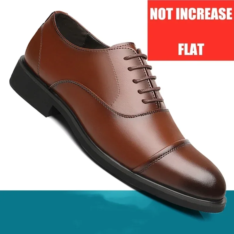 BPOXE Men's Formal Leather Elevator Shoes Brown Size 42 4