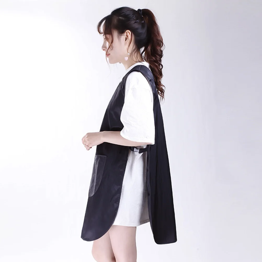 

Black Salon Aprons Hair Stylist Cloak Disposable Work Smock Women Barber Cape Haircut Perm Eco Material