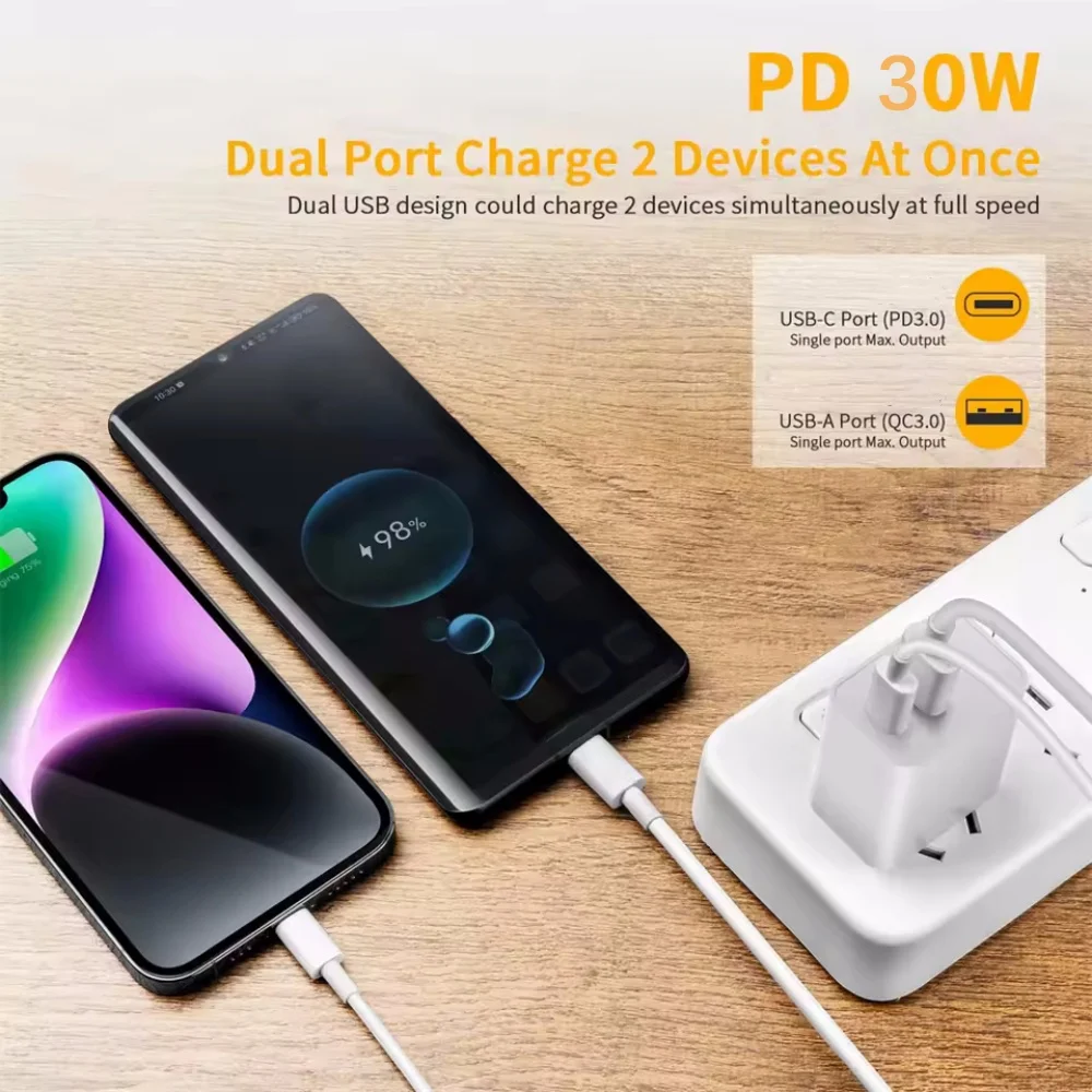 PD 30W Fast Charger For Apple iPhone 14 11 12 13 15 16 Pro Max Fast Charging Cable For iPhone 16 Plus Charger Phone Accessories