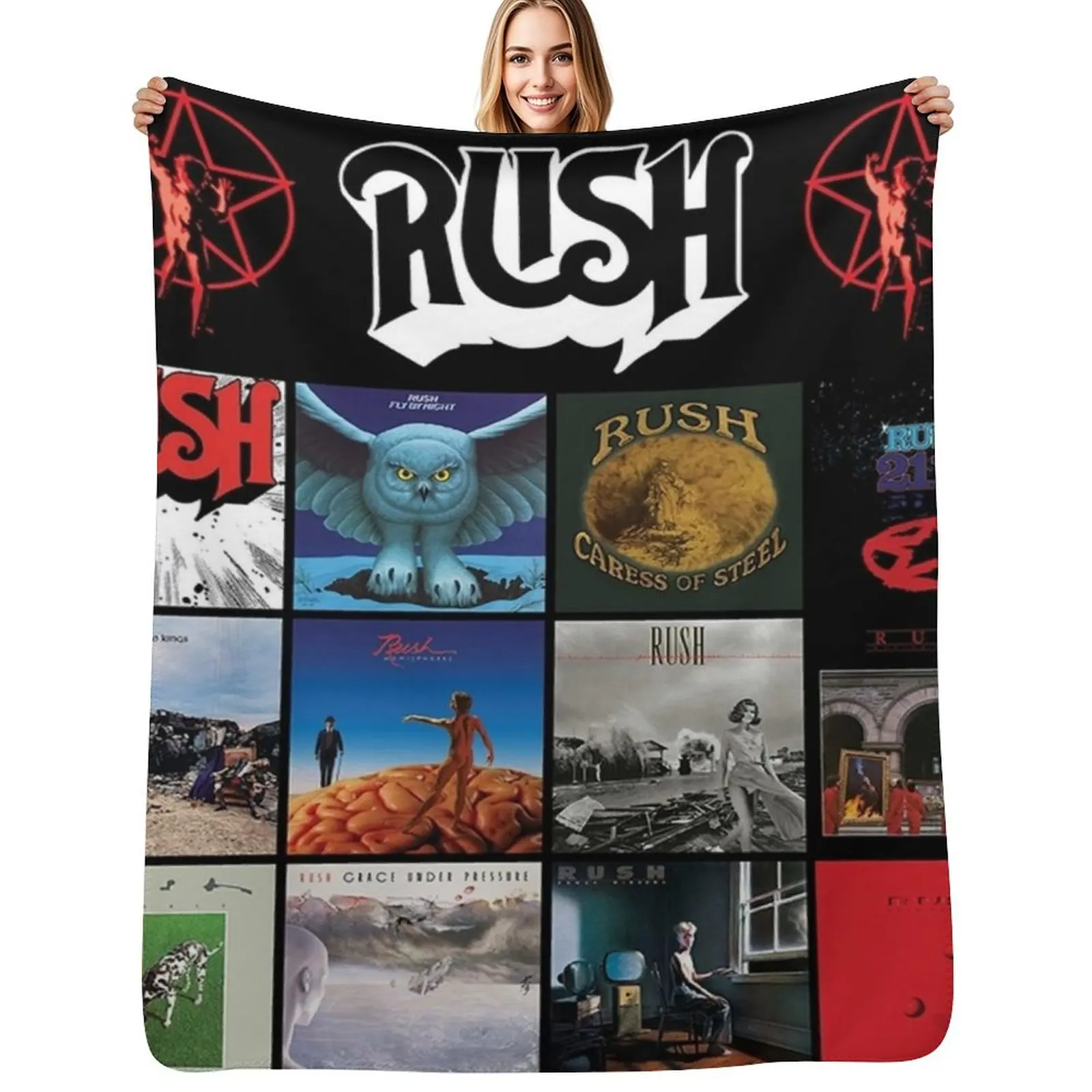 All In One RushBand Album Cover || 001 Throw Blanket Nap Retros Bed linens for winter Decoratives Blankets