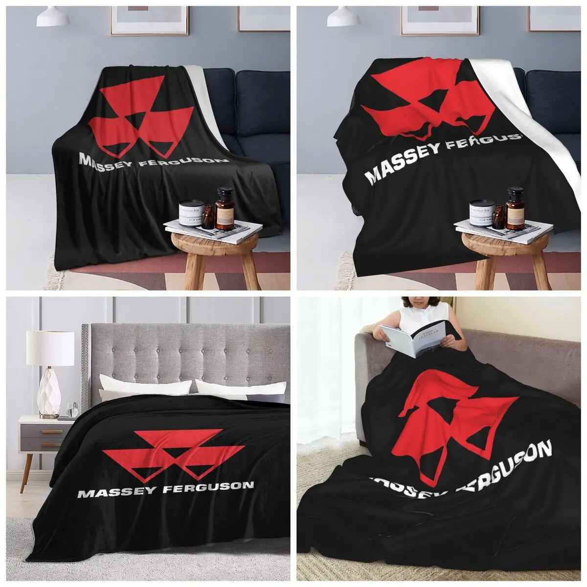 Massey Ferguson Blanket Soft Warm Flannel Throw Blanket Plush for Bed Travel Home Couch