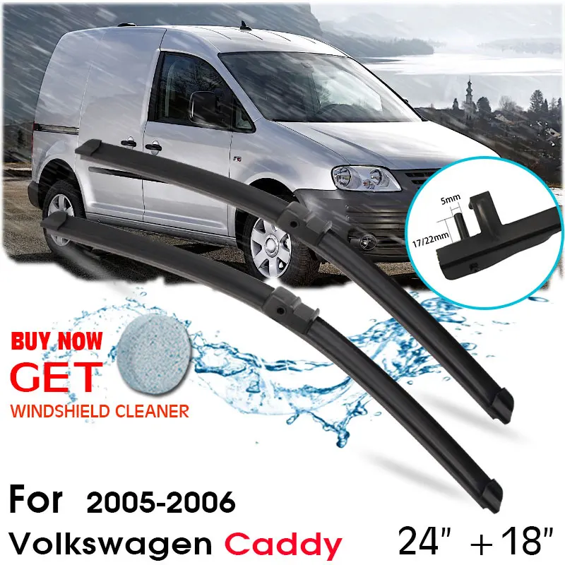 

Car Blade Front Window Windshield Rubber Silicon Refill Wipers For Volkswagen Caddy 2005-2006 LHD / RHD 24"+18" Car Accessories