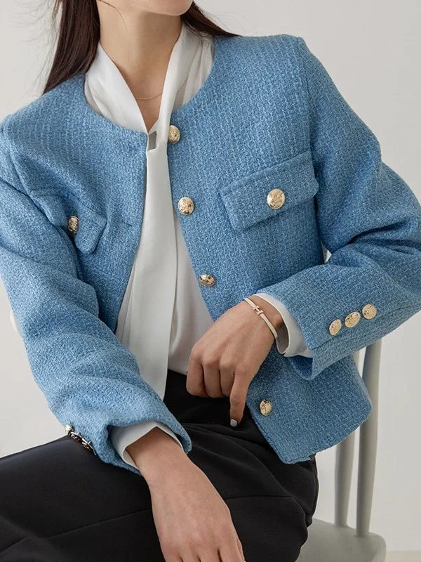 

Ele Spring New Arrival Women's Knitted Cardigan Top Small Size Sle Outerwear Double Slit Regular Sve Long