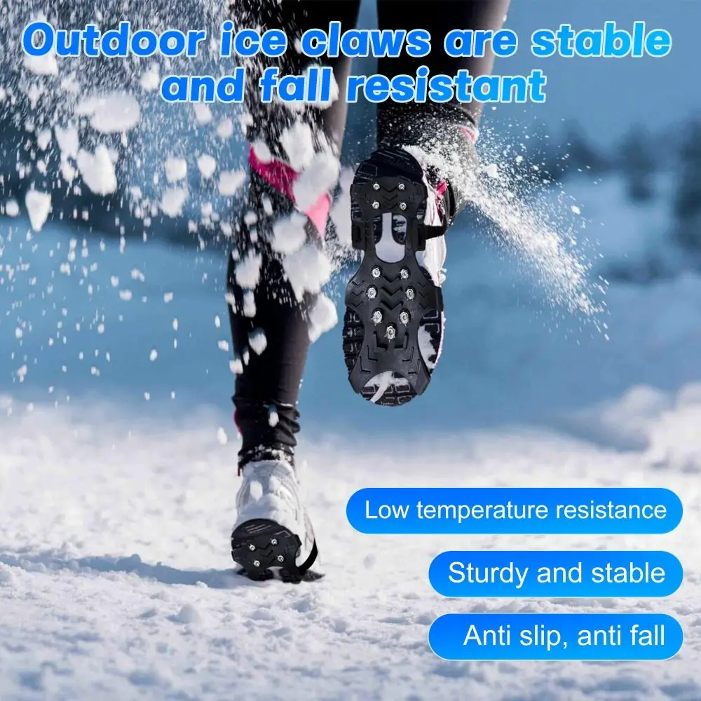 Tacos de tracción para nieve y hielo, 11 tachuelas, goma elástica, resistentes al desgaste, botas para caminar de invierno, tacos antideslizantes, zapatos para nieve y hielo, picos