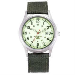 1pc / lot Cheap Watches For Men Fashion Nylon Band Military Army Sports Date Quartz Watch Erkek Barato Saat Reloj Hombre Black