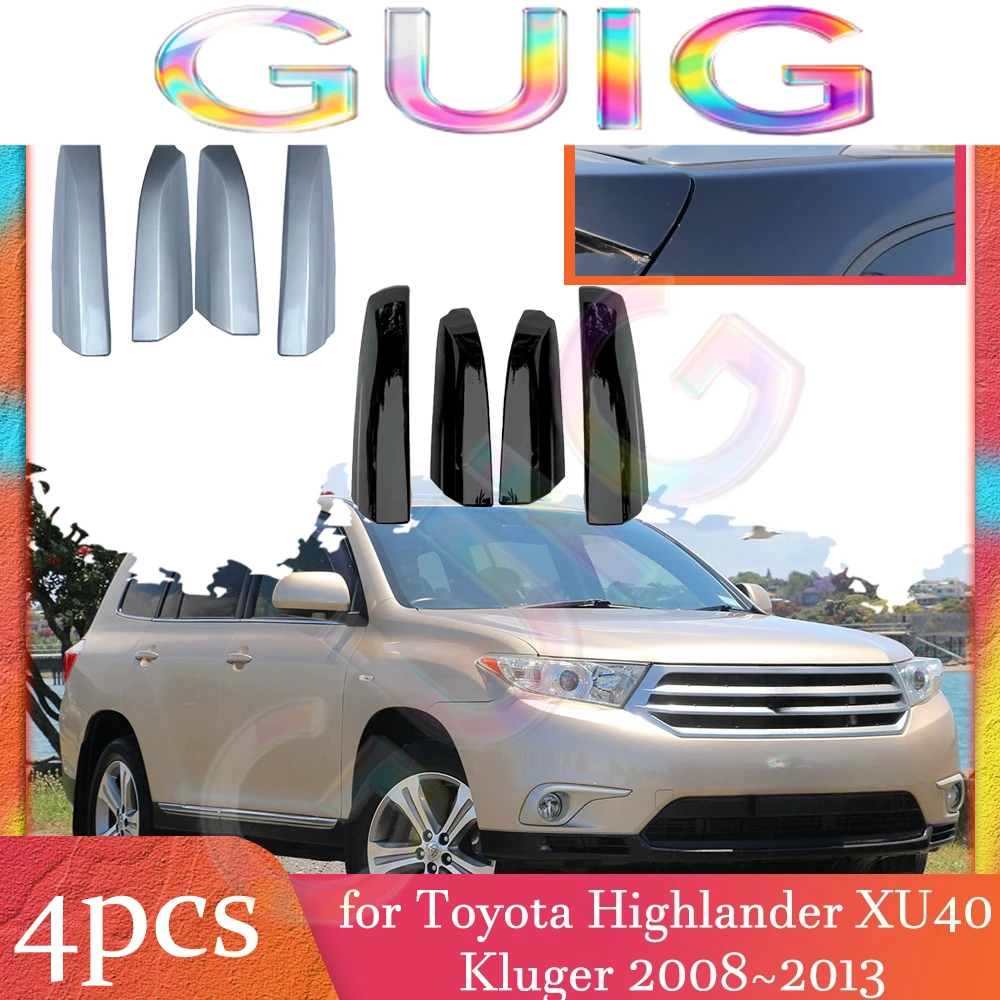 Car Roof Rack Cover for Toyota Highlander XU40 Kluger 2008~2013 2009 Black Luggage Bar Rail End Shell Trim Shell Cap Accessories
