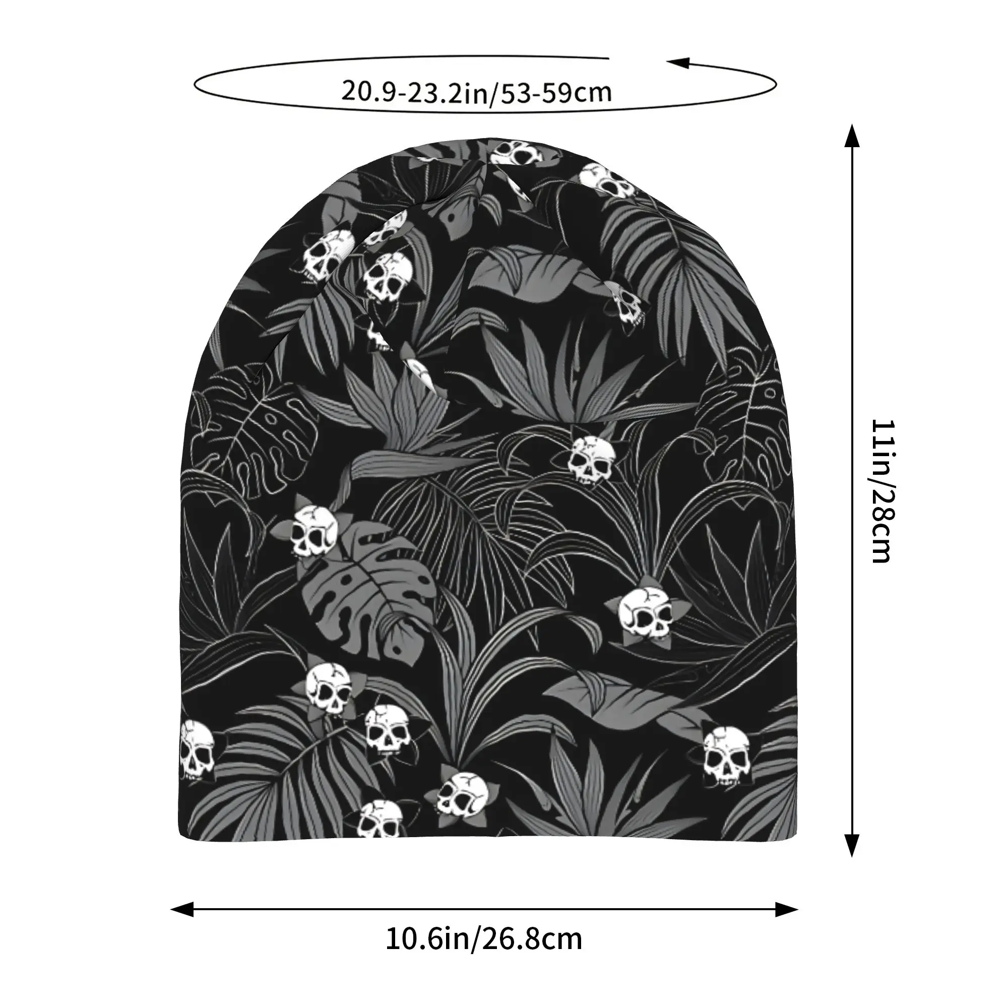 Outdoor Hats Black And White Skulls And Flowers Tiki Tropical Thin Hat Bonnet Special Skullies Beanies Caps Men Women's Earmuffs
