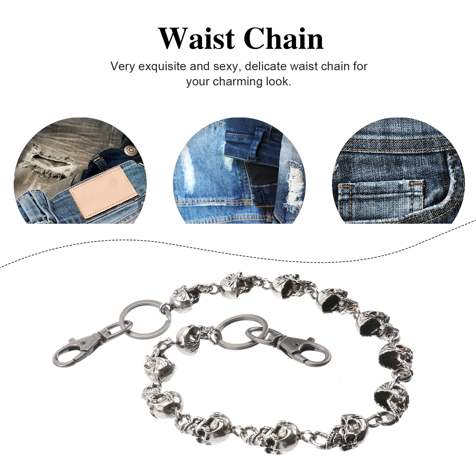 

1pc Anti- Metal Trouser Hip-Hop Style Cool Waist Chain For Bar Nightclub Disco Decorative Retro Chain Jewelry