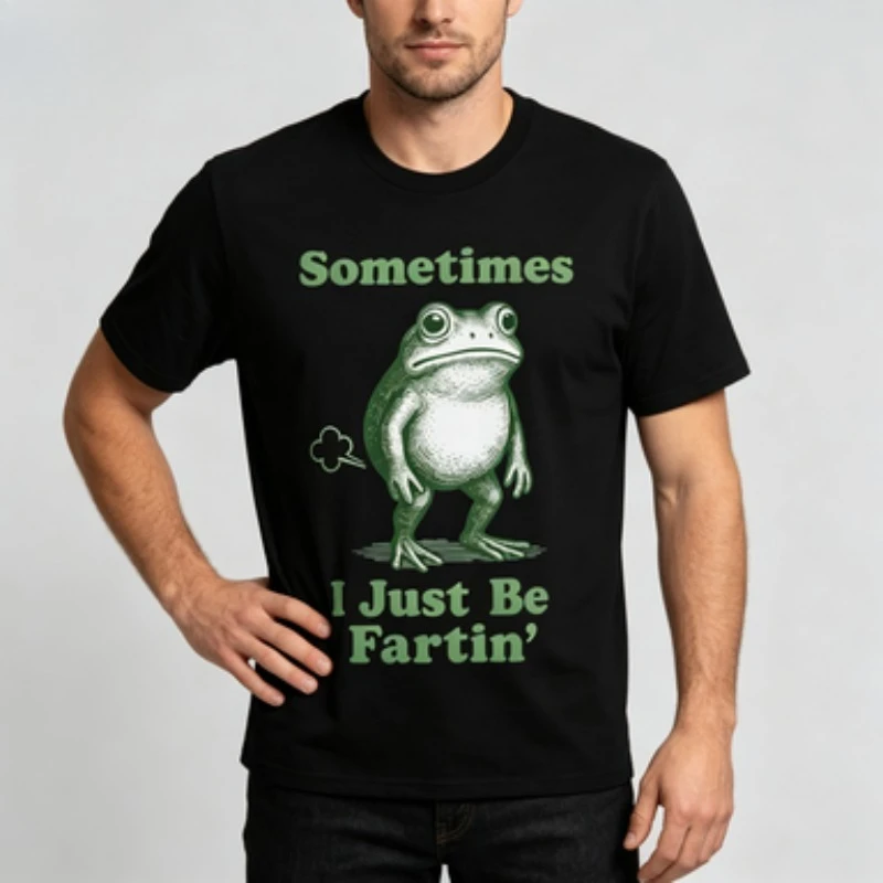 Мужская футболка из 100% хлопка в стиле стритвир с принтом «Sometimes I Just Be Fartin' Retro Frog Slogan», повседневная базовая футболка с коротким рукавом