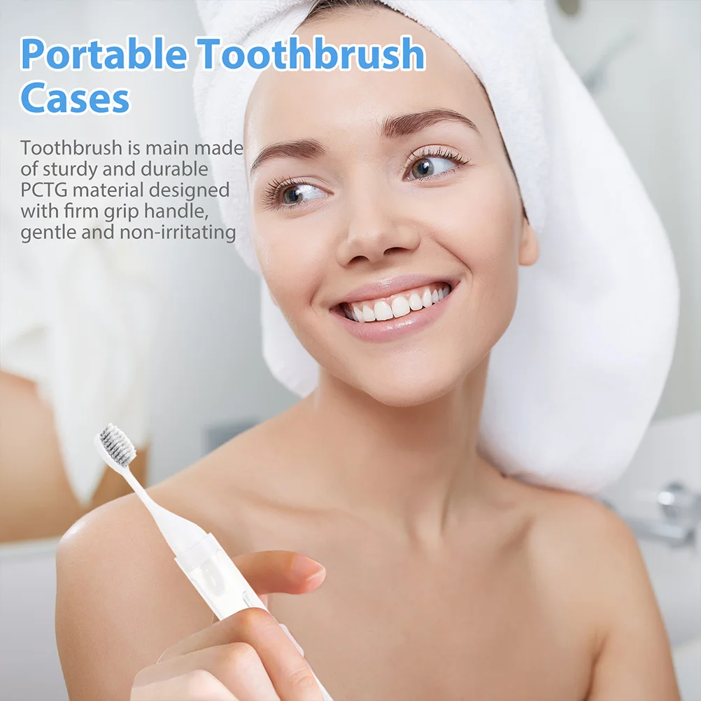 

2pcs Portable Toothbrush Set Compact Foldable Travel Mini Soft PCTG Teeth Brushes Storage Case For Camping Business Trip