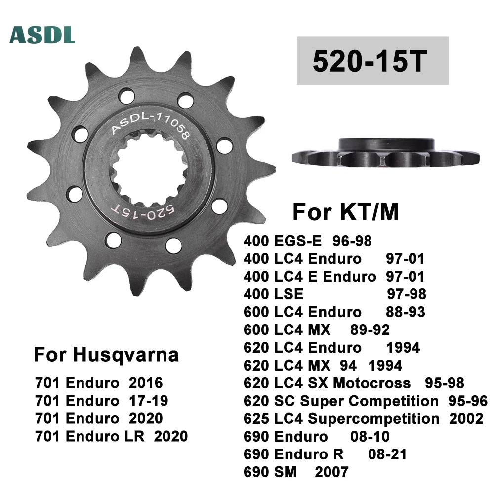 520 15T Motorcycle Front Sprocket Gear for Husqvarna 701 Enduro 16-2020 For KT/M 400 EGS-E LC4 600 620 LC4 SC 690 Enduro R 08-21