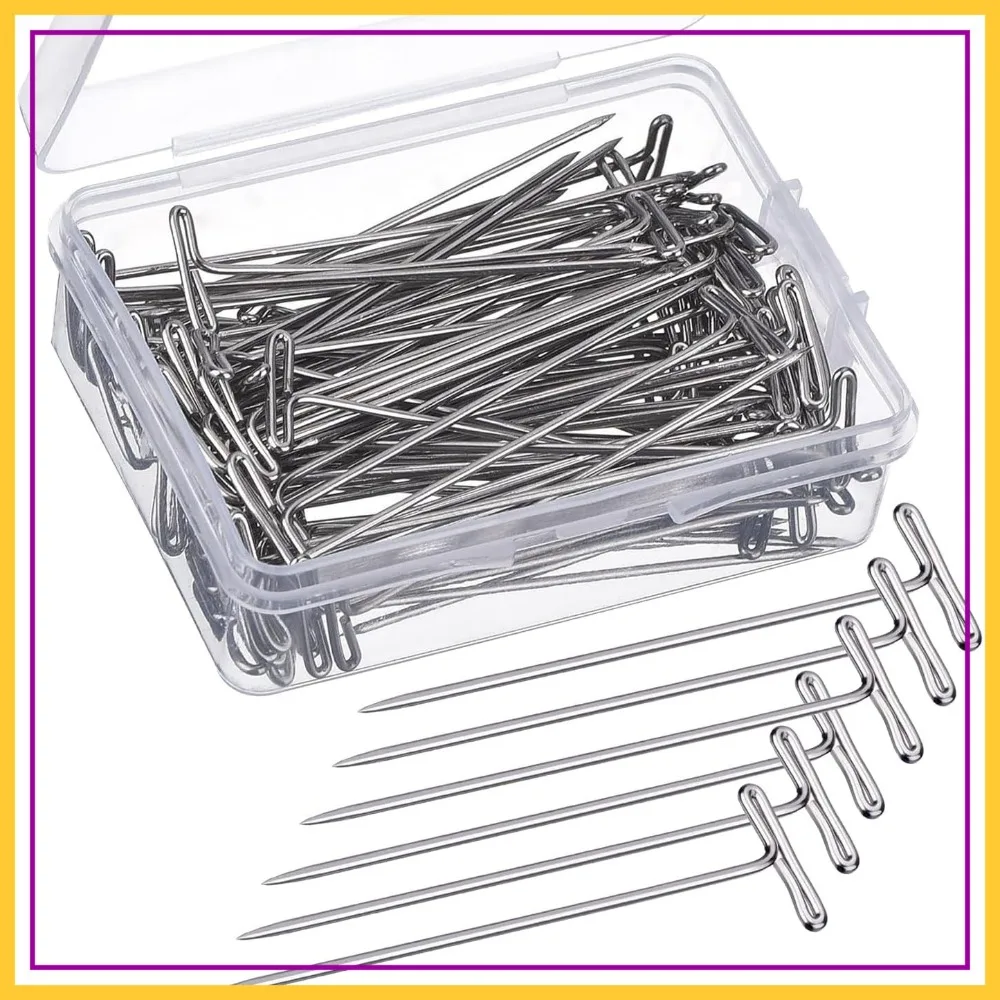 

100 Pieces Stainless Steel T-Pins with Clear Box, 53mm/2 inch