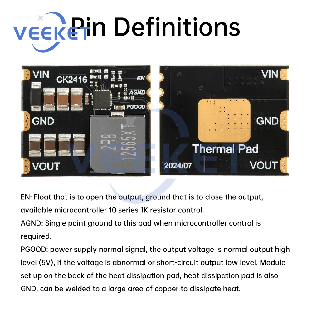 DC-DC Step-down Module High Efficiency Output 9V12V24V To 5V16A12V12A Buck Step Down Converter Board Module