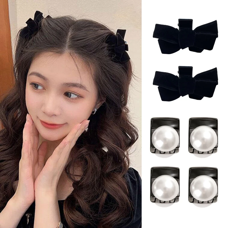 

Black velutum Pearl Women Claw Clip Headdress Fashion Mini Color Hair Clips Girls Bangs Clip Hair Claw Kid Hair Accessories