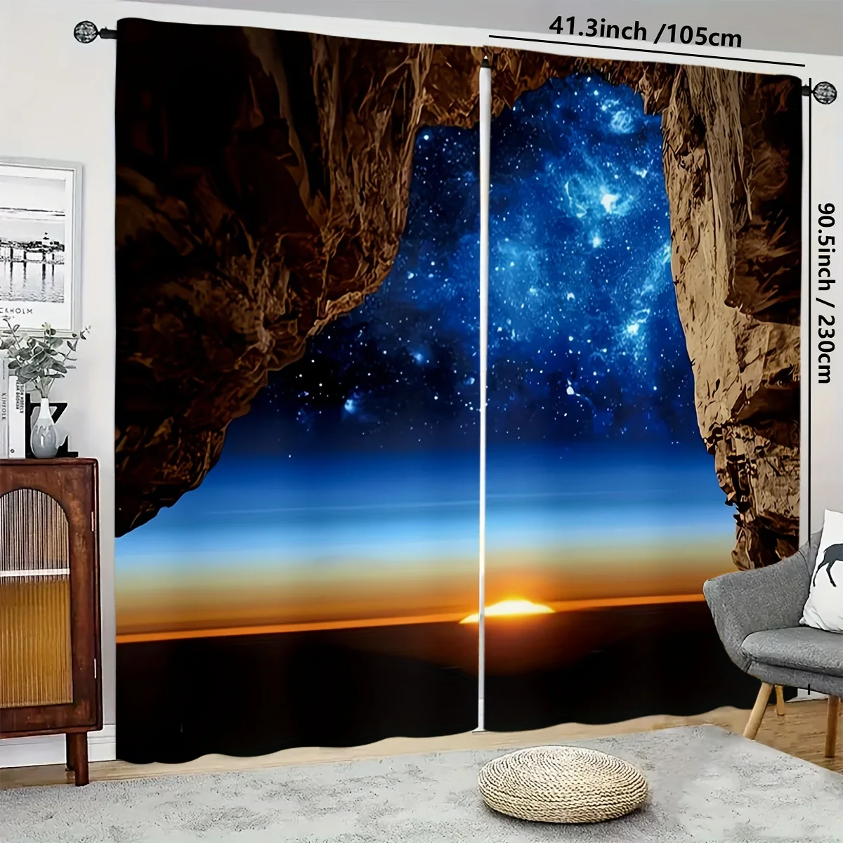 ستائر مطبوعة فنية معاصرة: لوحتين، 41.3 بوصة × 90.5 بوصة، قابلة للغسل في الغسالة، مبطنة، منسوجة، مناسبة لغرفة المعيشة، المطبخ، خارج #4