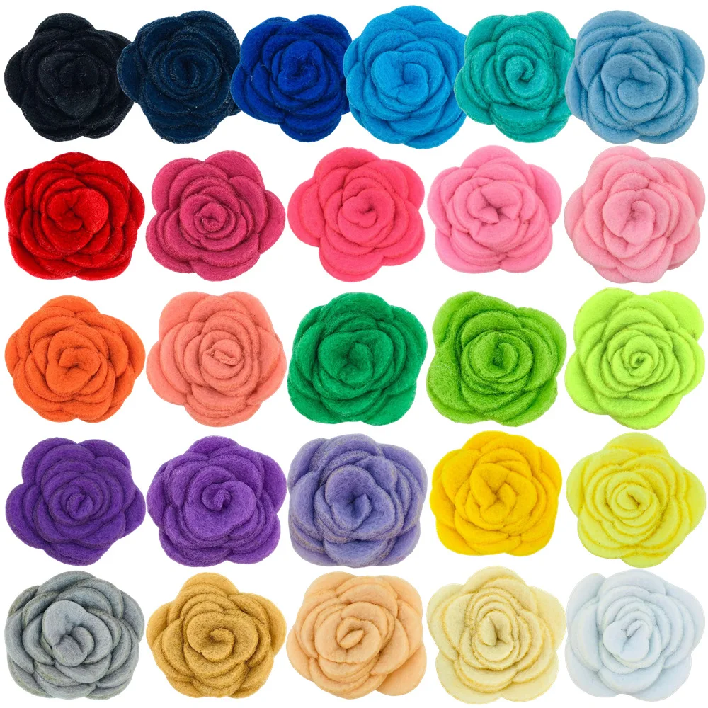 

600Pcs Wholesale 4cm Thickened Non Woven Rosebud Felt Cloth Camellia Headdress Corsage DIY Accessories Pet Flower In Stock