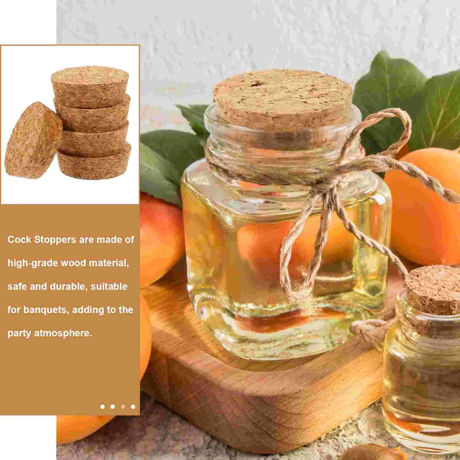 20 Pcs Glass Bottle Cork Craft Lid Jar Stopper Wishing Beverages Corks for Bottles Wood Plugs Small Large