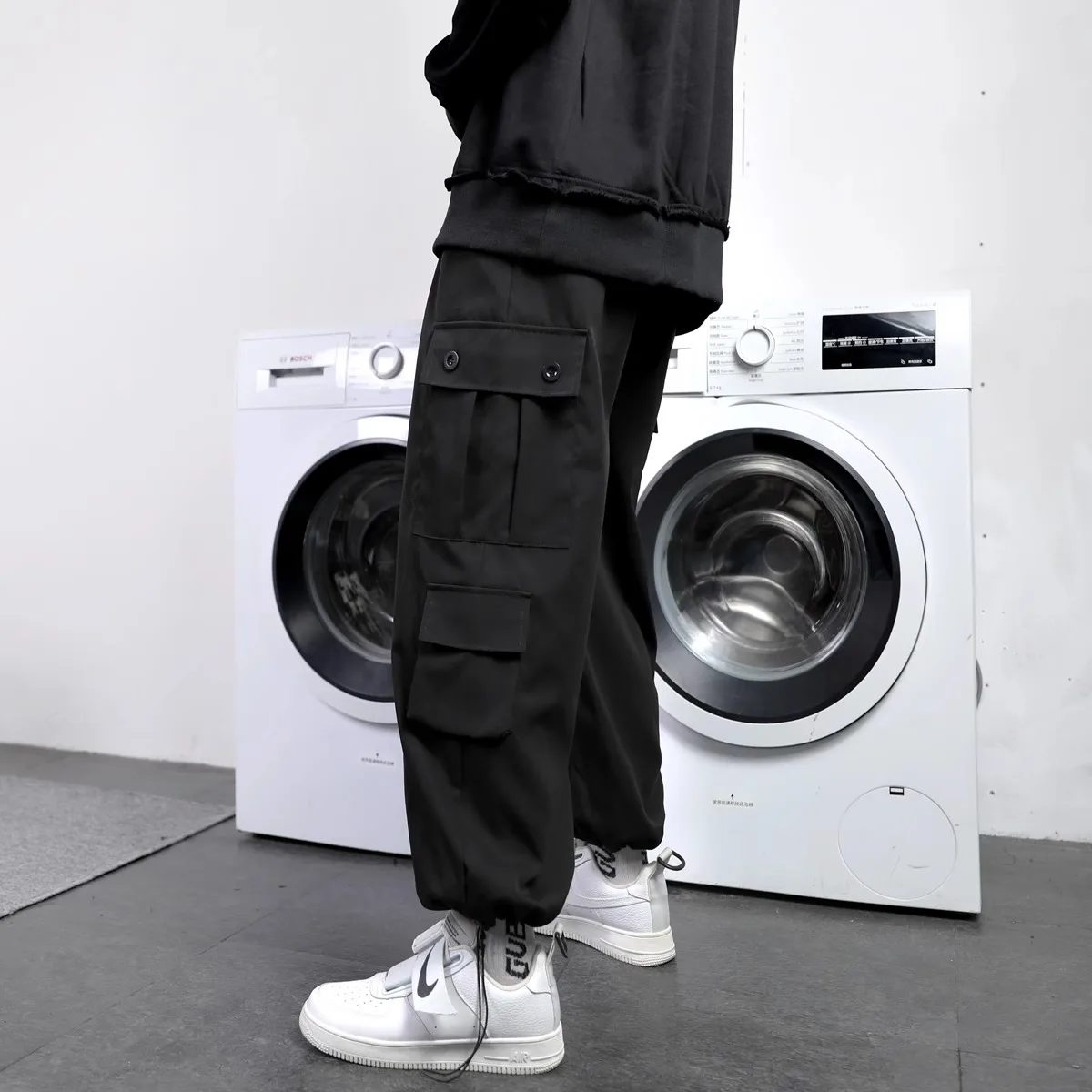 

Свободные брюки для рабочей одежды для мужчин, повседневные брюки-карго на шнуровке, осень-зима, большие размеры, прямые спортивные брюки для отдыха