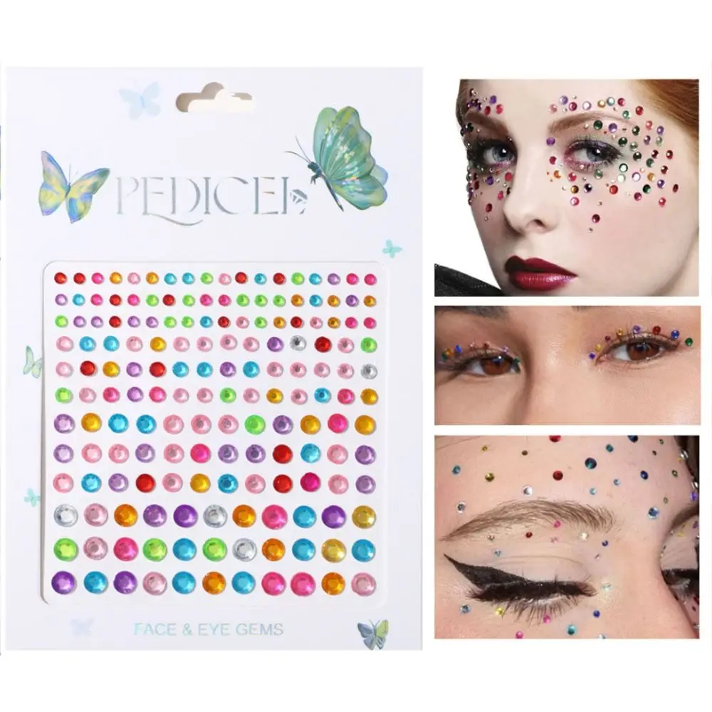 Adhesive Makeup Rhinestone Stickers Glitter Mask 3D Crystal Face Tattoo Eyeshadow Stickers Pearl Temporary