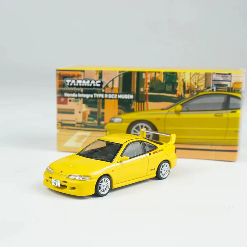 

TW 1:64 В наличии Honda Integra TYPE R DC2 MUGEN Sunlight Желтая литая под давлением модель автомобиля Коллекция игрушек Tarmac Works