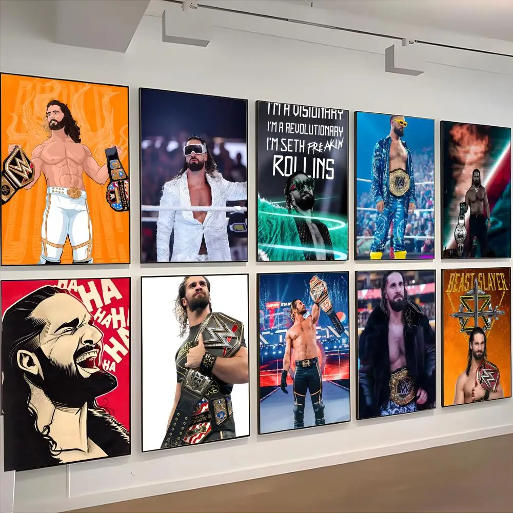 Póster carismático de Seth Rollins, póster retro, decoración artística para sala de estar