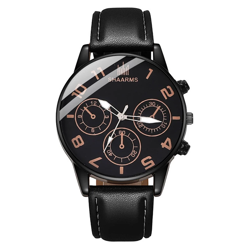 Men Black Watches Fashion Casual Business Watch Leather Strap Luxury Sports Quartz Wrist Watch Relogio Masculino