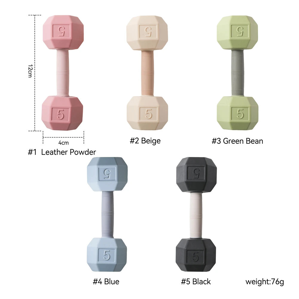 Baby Silicone Dumbbell Teether Toy – Shake-to-Sound Sensory Rattle, Soft & Durable, Easy to Clean, Shape & Color Cognition Gift view 2