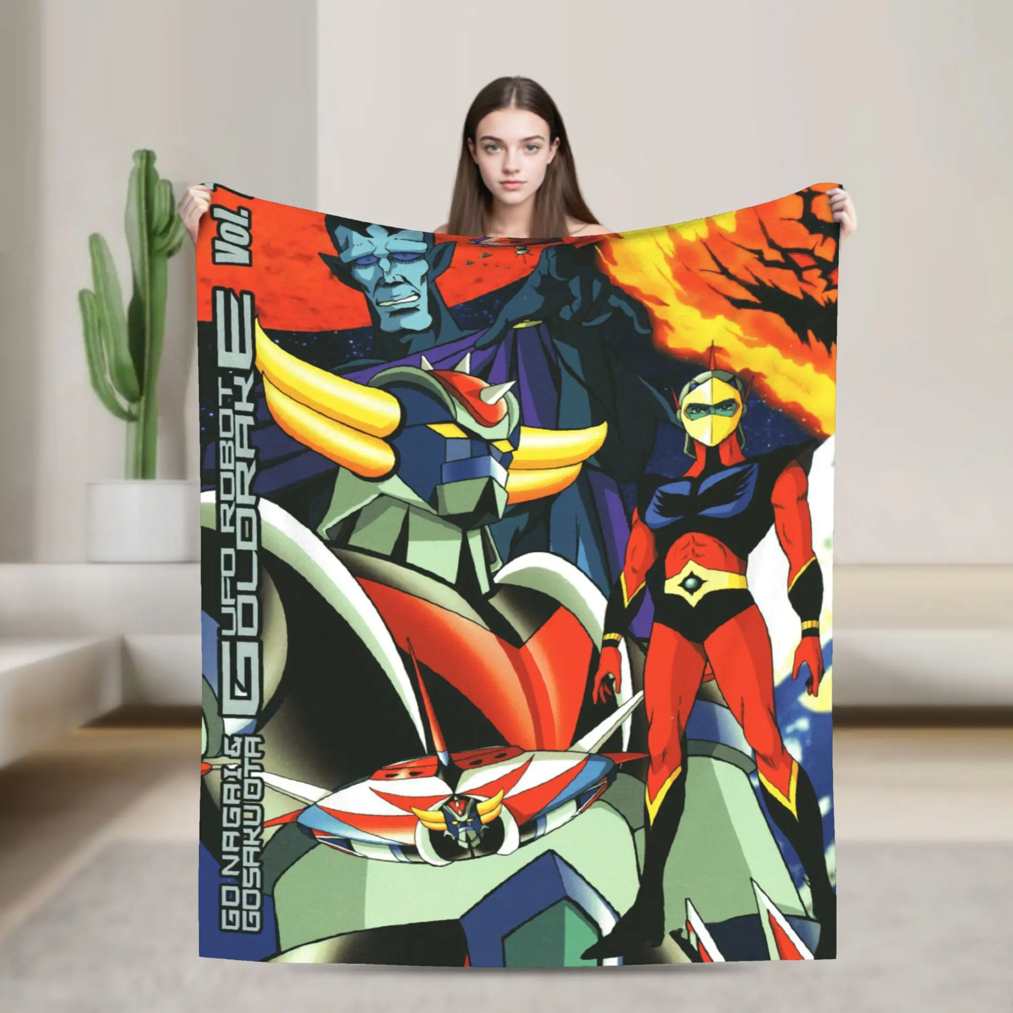 Goldorak Actarus Mazinger Z Fleece Blankets UFO Robot Grendizer Anime Funny Throw Blankets for Home 125*100cm Quilt