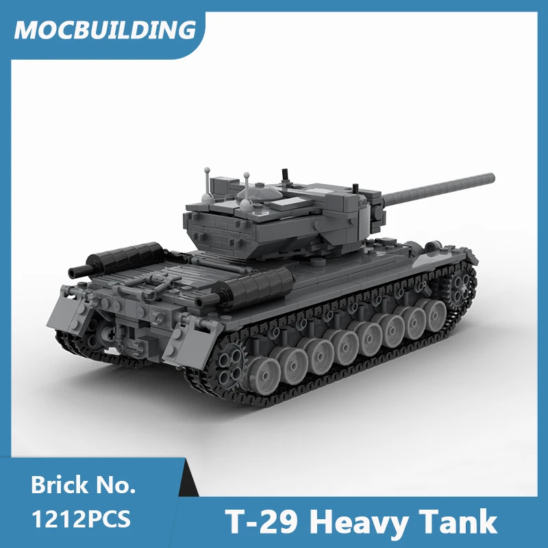 MOC Building Blocks T-29 Heavy Tank 1:35 Scale Model DIY Assembled Bricks Transportation Educational Collect Toys Gifts 1212PCS