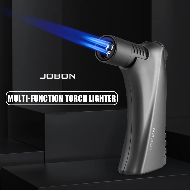 

JOBON Three Blue Flame Torch Lighter Bottom Cigar Cutter Design 360° Inverted Use Cigar Lighter