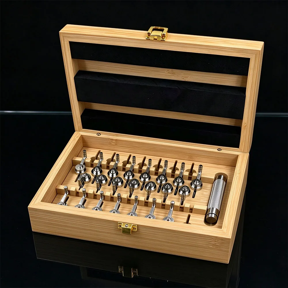 23 IN 1 Stainless Steel Watch Mainspring Winder Clockwork Winch Replacement Barrels for Watch Movement 22 Models With Handle Kit