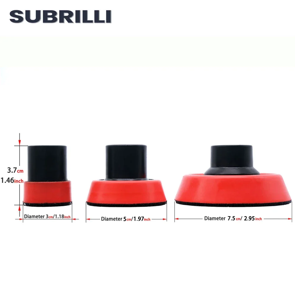 Subrilli 1/2/3 Polegada placa almofada de apoio lixar polimento almofada titular para cuidados de lavagem de carro esponja almofada backer disco m14 5/8-11 rosca