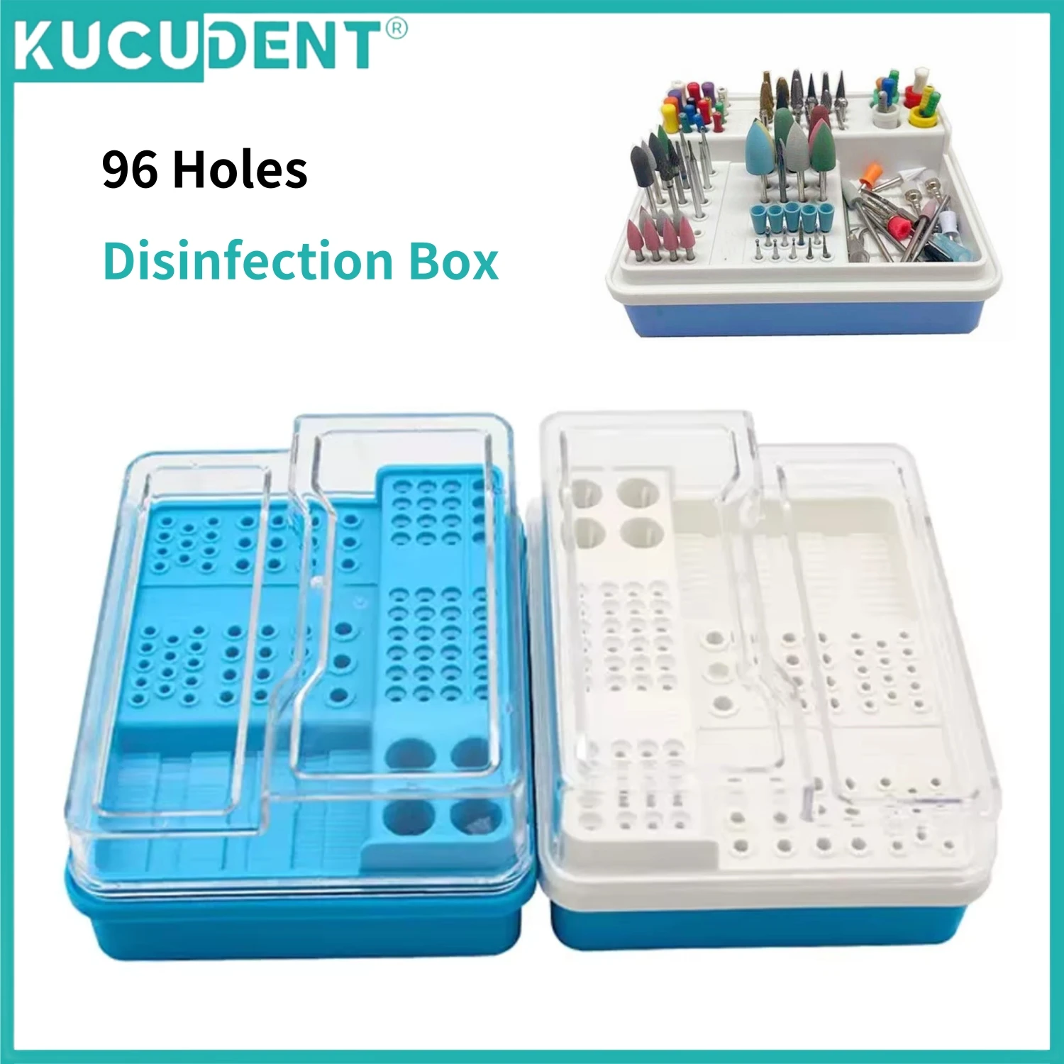 

Dental Bur Disinfection Holder 96 Holes Endo Box Diamond Burs Drill Placement Sterilize Case Root Dentistry Multifunction Stand