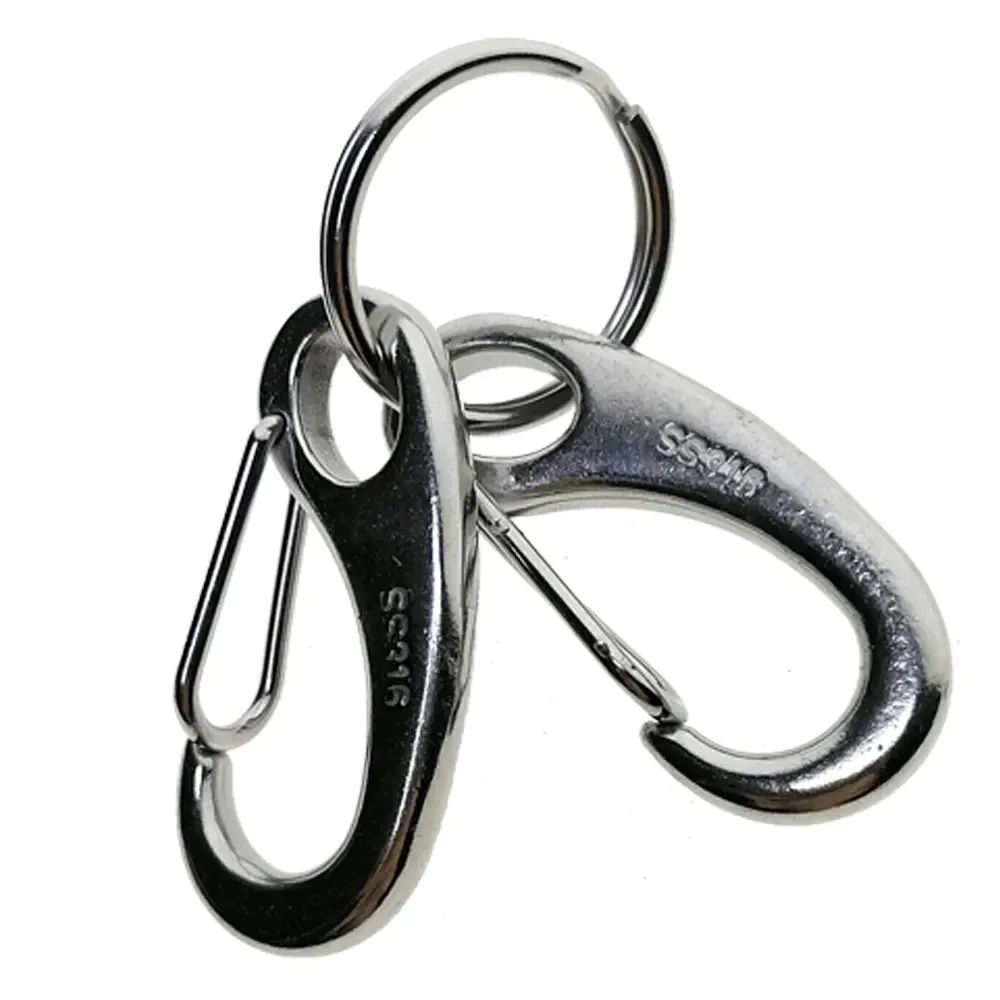 2 Pcs 316 Stainless Steel Snorkeling Swimming Diving Quick Release Keychain Carabiner Snap Hook Quickdraw Clip with Key Chain