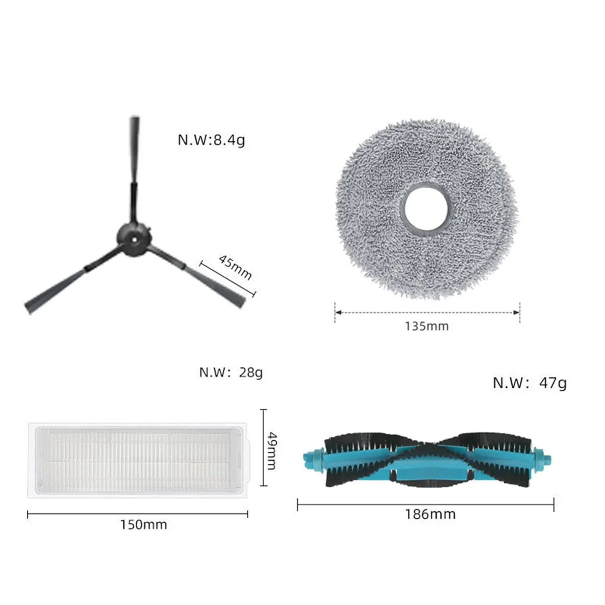 13Pcs Vacuum Cleaner Accessories for Cecotec Conga 11090 Spin Revolution Robot Vacuum Cleaner Replacement Parts