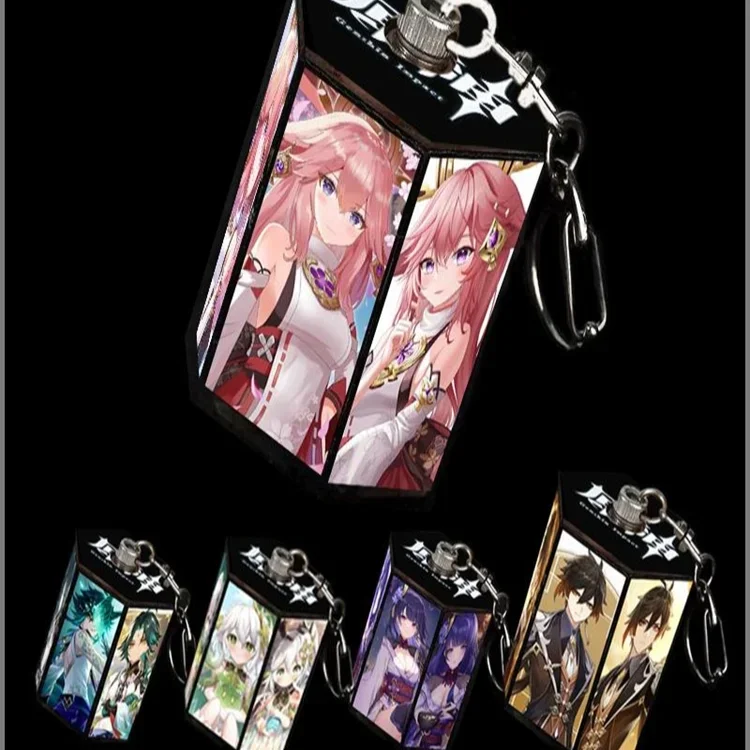 Anime Genshin Impact Xiao Hu Tao Ganyu Raiden Shogun Cosplay Spin Keychain Bag Pendant Game Ambitus Itabag Decor Birthday Gift