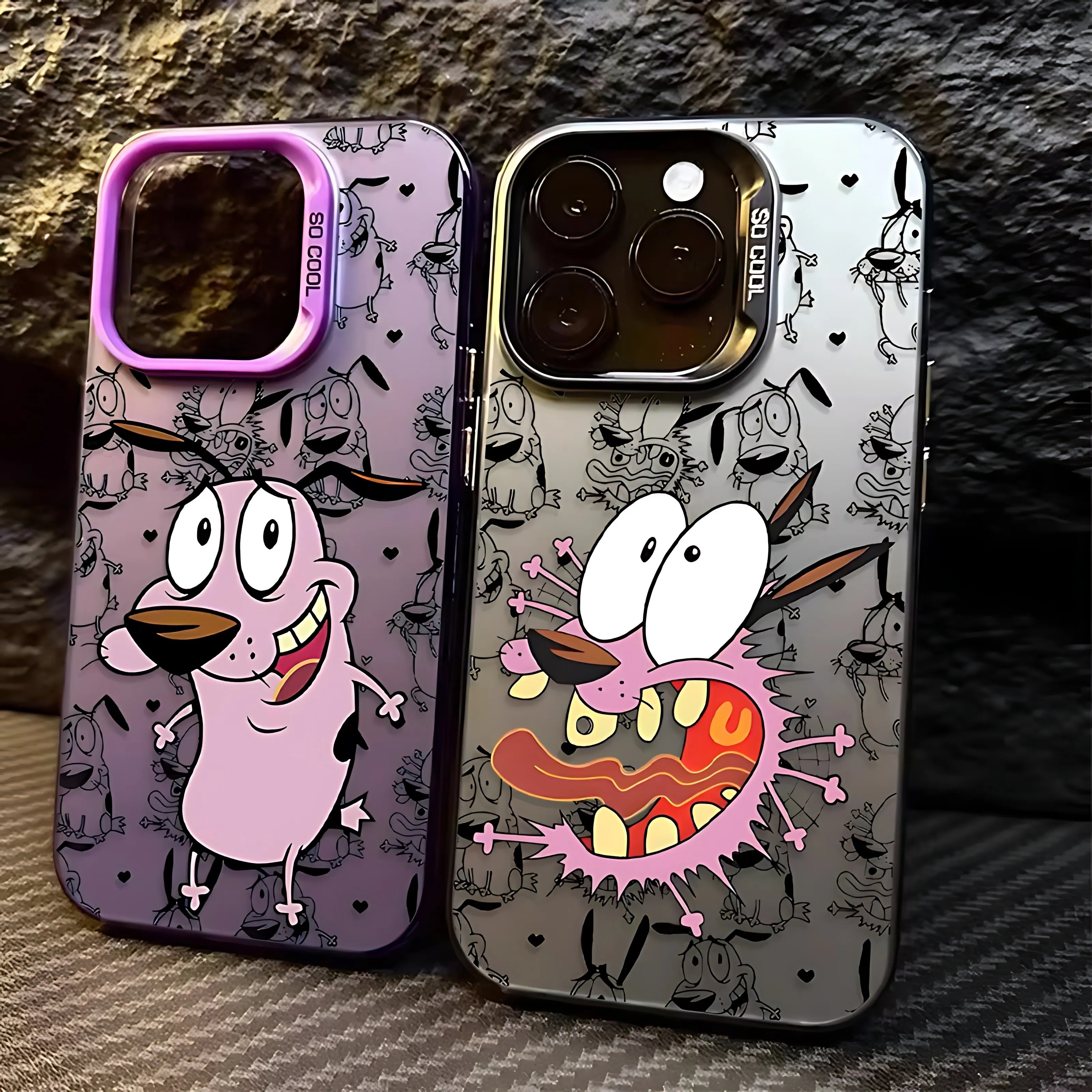 Coque de téléphone anti-chute motif dessin animé Courages Cowardly Dog pour iPhone 17 16e 16 15 14 13 12 11 mini Pro Max XR XSMAX 8 7 Air Plus