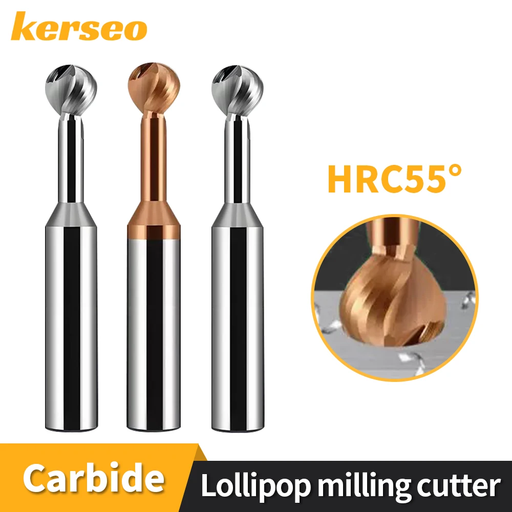 Tungsten Steel Carbide Lollipop Ball End Mill Ball T-Shaped 2-Flute Arched Arc R Milling Cutter For Aluminum/Steel Endmills Tool