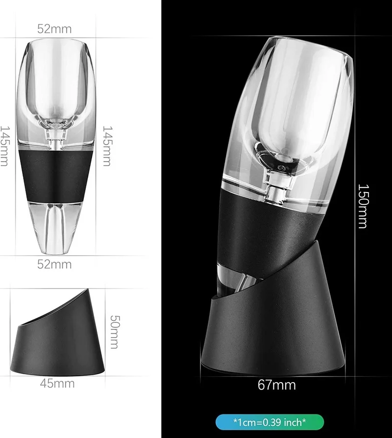 Napowietrzacz do wina karafka nalewak z próżniowym korek do wina, czerwone wino Aerator powietrza zestaw z sitkiem, podstawa, torba podróżna