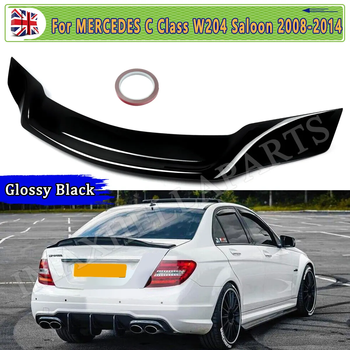 

FOR MERCEDES C CLASS W204 GLOSS BLACK Rear Spoiler C200CDI C220CDI C350CDI 2007-2014 SALOON PSM DUCKTAIL BOOT SPOILER LIP TRIM