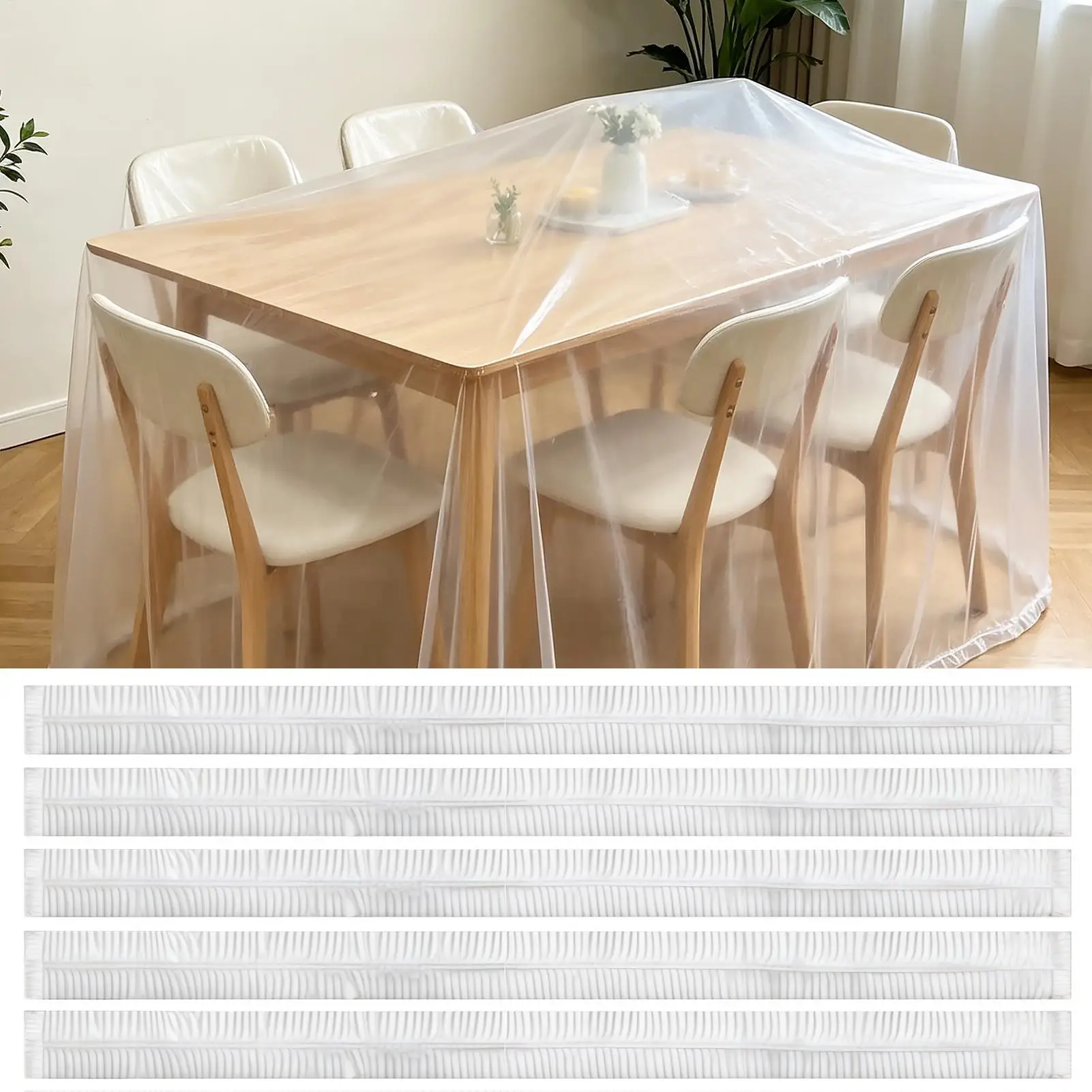 Couch Cover For Storage 5 Pieces Transparent Furniture Wrap Protector Stretchable Sofa Protector For Couch Sofa Table Chair Home