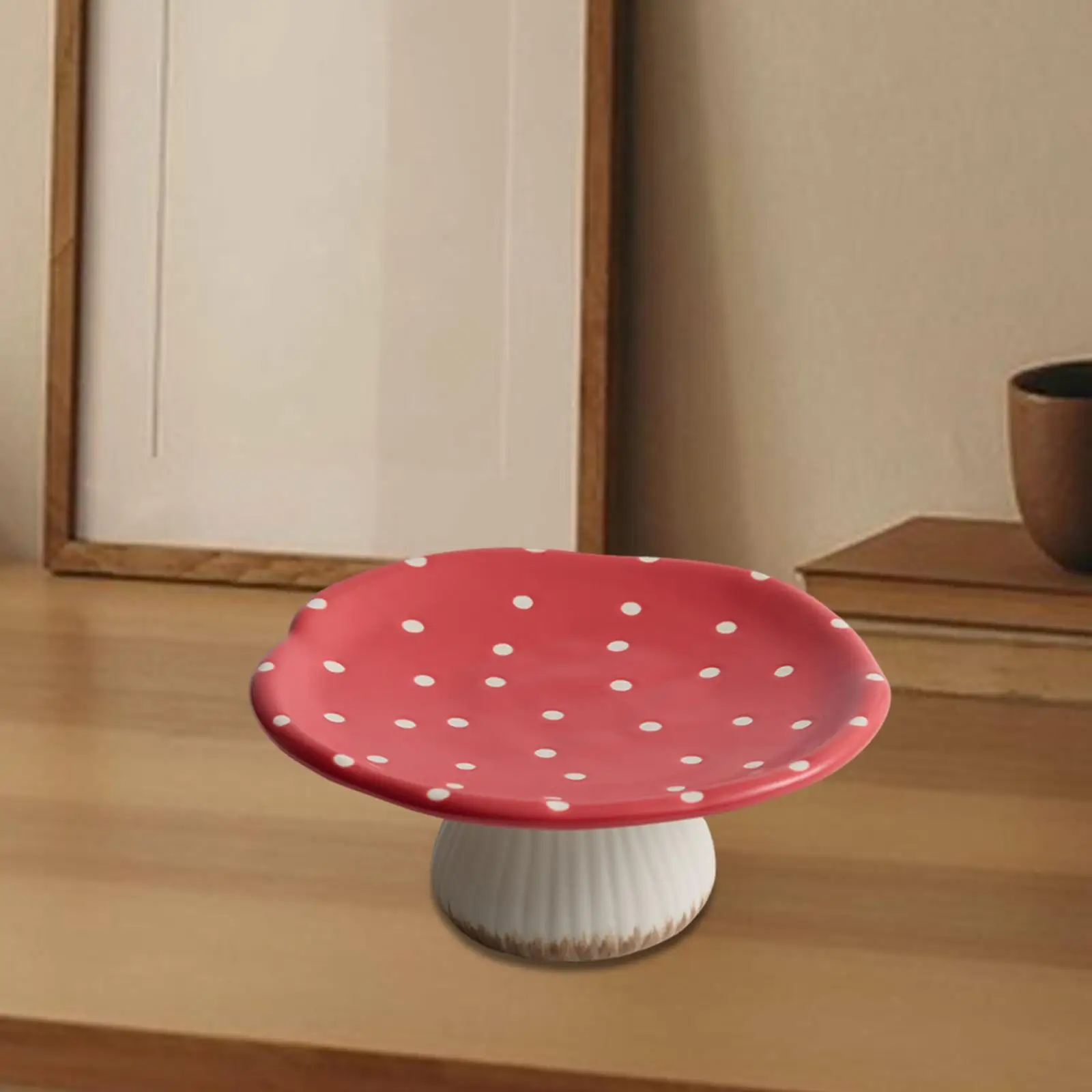 

Decorative Mushroom Fruit Bowl Ceramic Tray High Foot Dessert Plate for Table Centerpiece Home Use