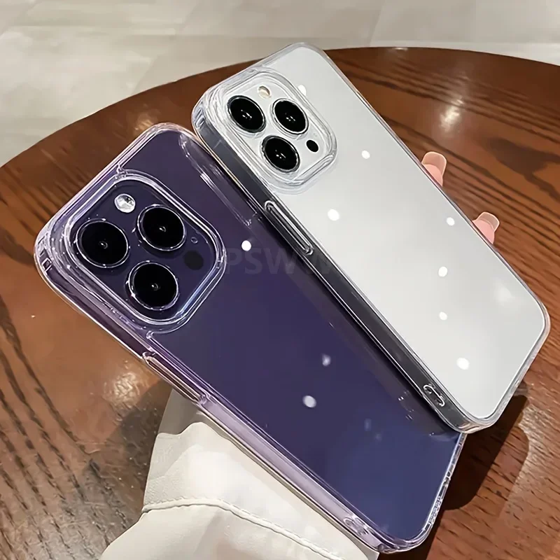 Funda transparente de lujo para iPhone 18 17 Air 16 15 14 Plus 13 12 11 Pro Max, acrílico duro HD claro, resistente a golpes 4