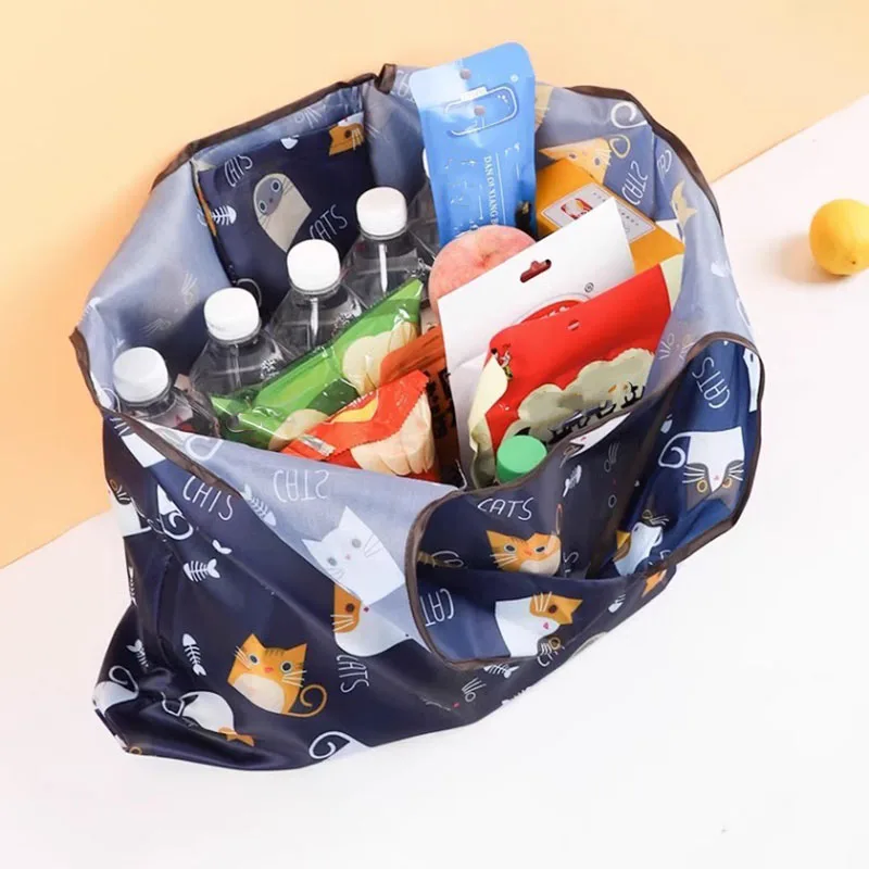 Thickened Cartoon Foldable Portable Supermarket Shopping Bag, Grocery Bag, Vegetable Bag, Large Capacity Eco-friendly Handbag