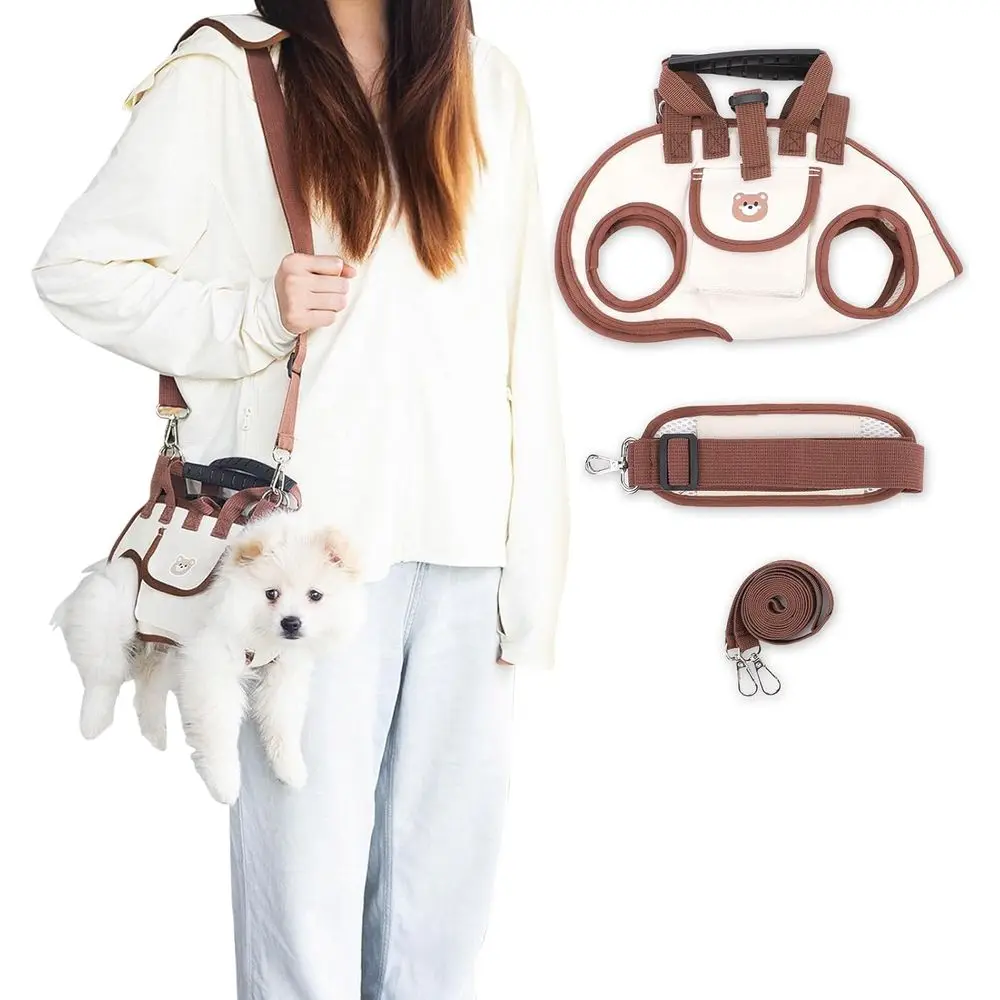 

Подъемник для собак, дышащая сумка-переноска для собак, портативный слинг-переноска для домашних животных с регулируемым поводком для маленьких собак (M)