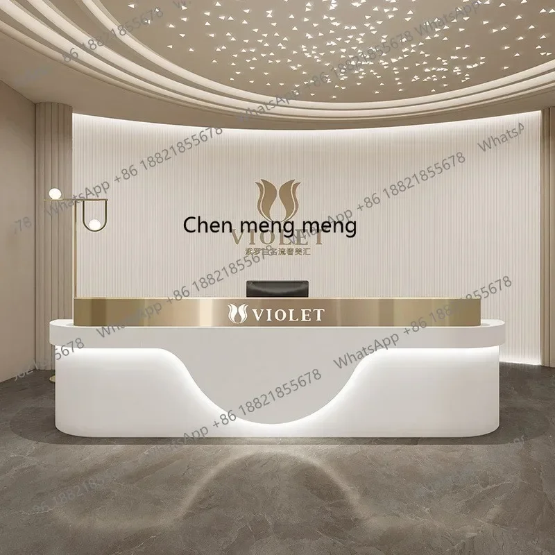 

ZZG185Simple modern beauty salon checkout page Stainless steel clothing store bar barber shop front desk reception desk