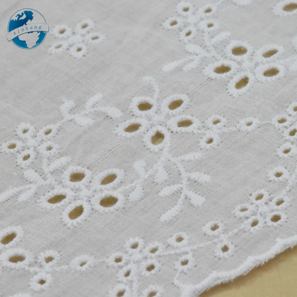 12 cm Breite Baumwolle Stickerei SpitzeBlumenmuster Weiß Nähen Band Stoff DIY Kleidungsstück Hochzeit Zubehör Guipure Trim # 4174 – Detail 3