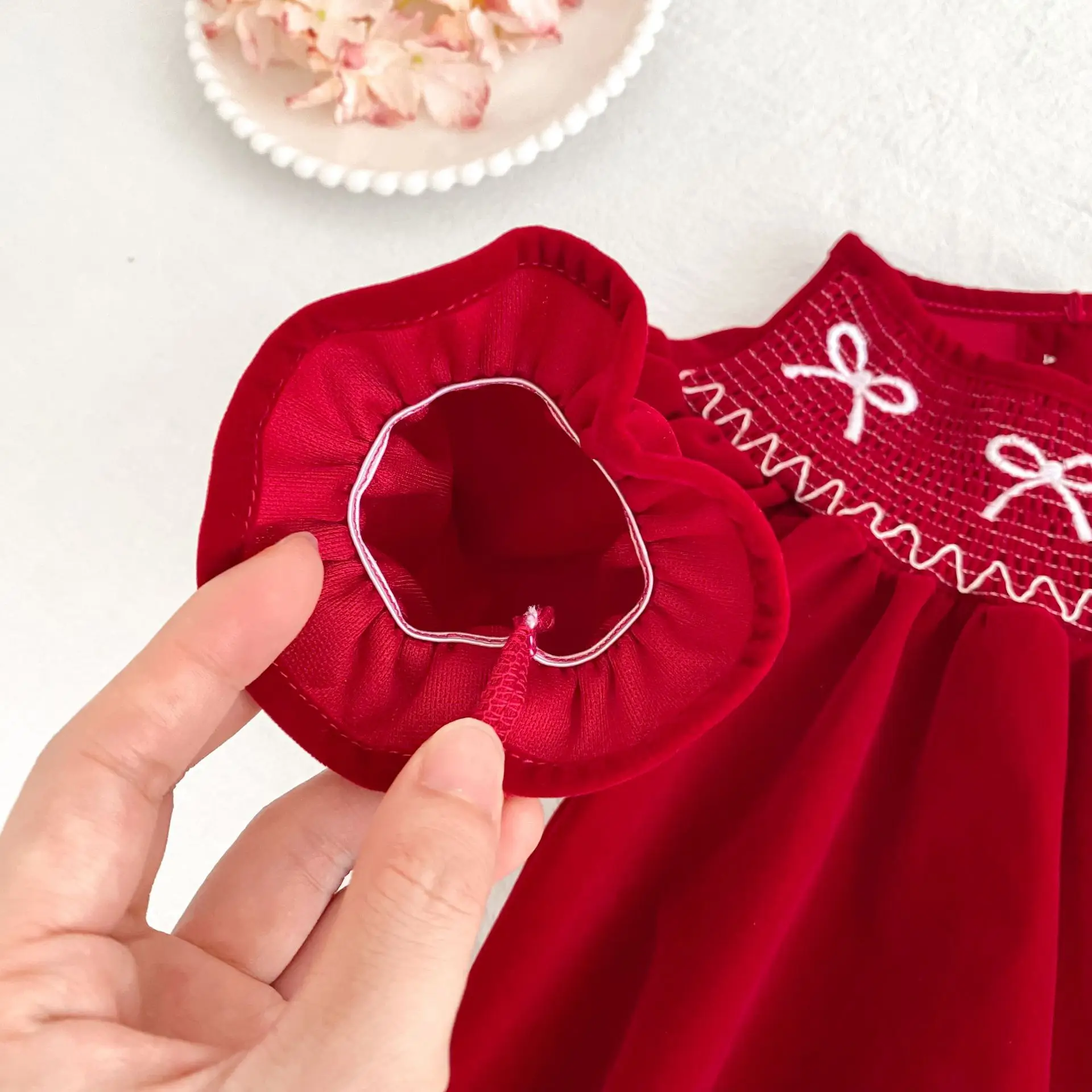 Weihnachten Party Kleid Baby Mädchen Bogen Prinzessin Rüschen Finish Kleid Mode Weihnachten Urlaub Herbst Winter Tragen Kinder Mädchen Kleid – Detail 7