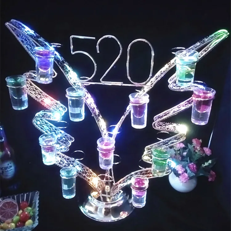 

Bar Cocktail Cup Holder LED Rechargeable Colorful Butterfly Bullet Cup Holder, Luminous Heart Wine Holder Beach Cup Holder